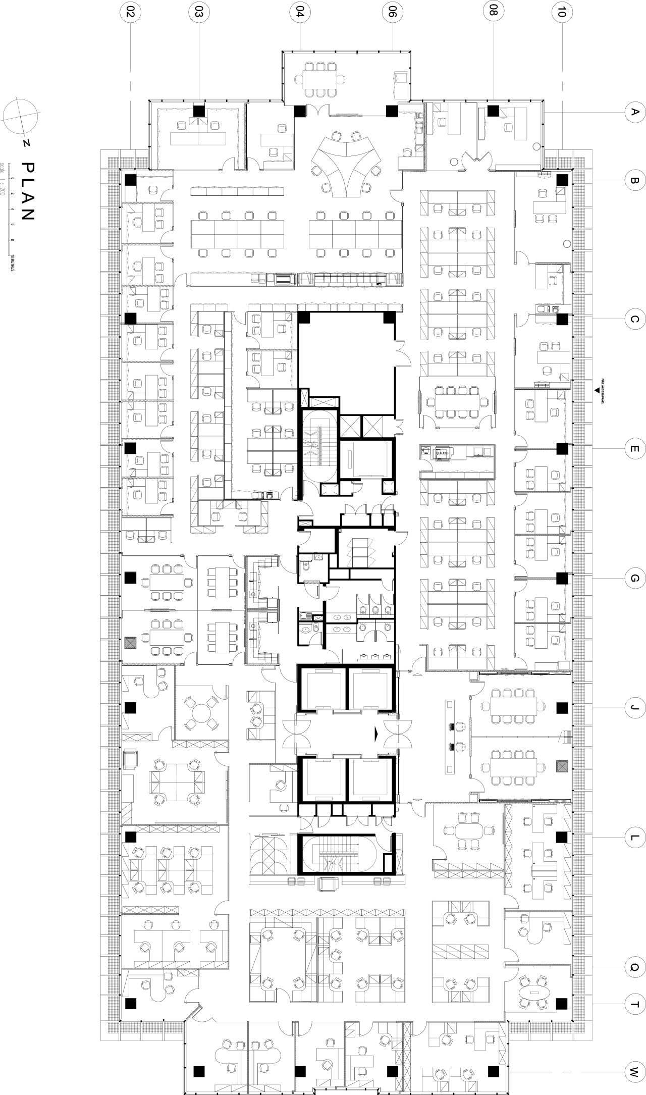 View of updated offices featuring dark timber floors, area, black and white, design, diagram, drawing, floor plan, font, line, music, pattern, plan, product design, schematic, square, structure, text, white