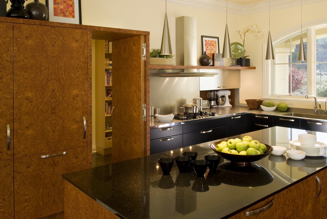 The owners of this kitchen, designed by the countertop, interior design, kitchen, room, brown, orange