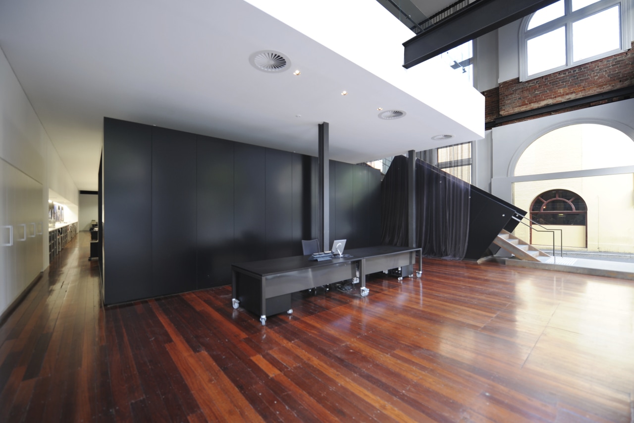 Architectural firm Coz Howlett & Bailey Woodland relocated architecture, ceiling, daylighting, floor, flooring, hardwood, house, interior design, laminate flooring, loft, real estate, wood, wood flooring, gray