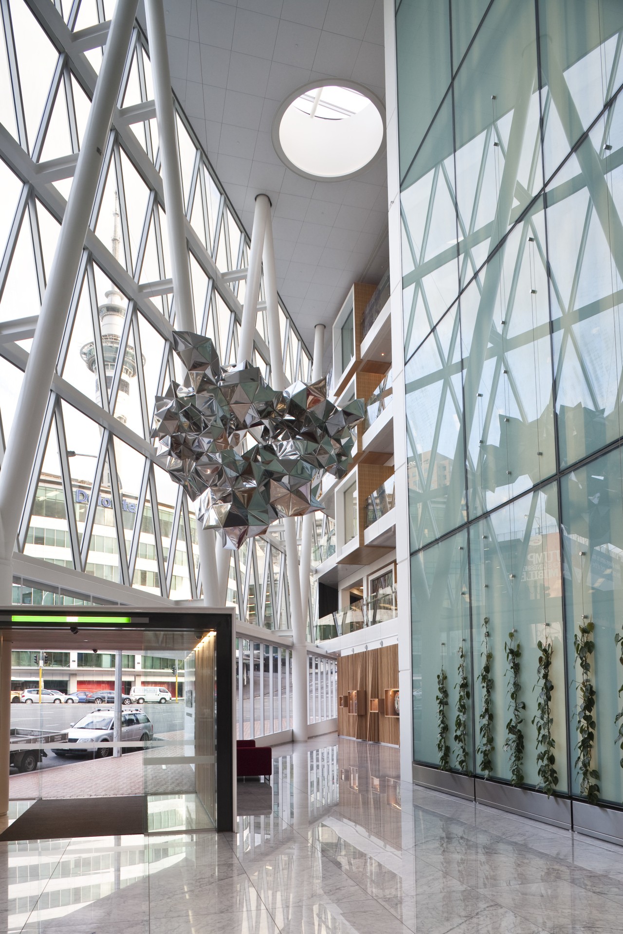 The engineering team from Stephenson & Turner worked architecture, building, ceiling, daylighting, glass, interior design, lobby, structure, tourist attraction, window, gray, white