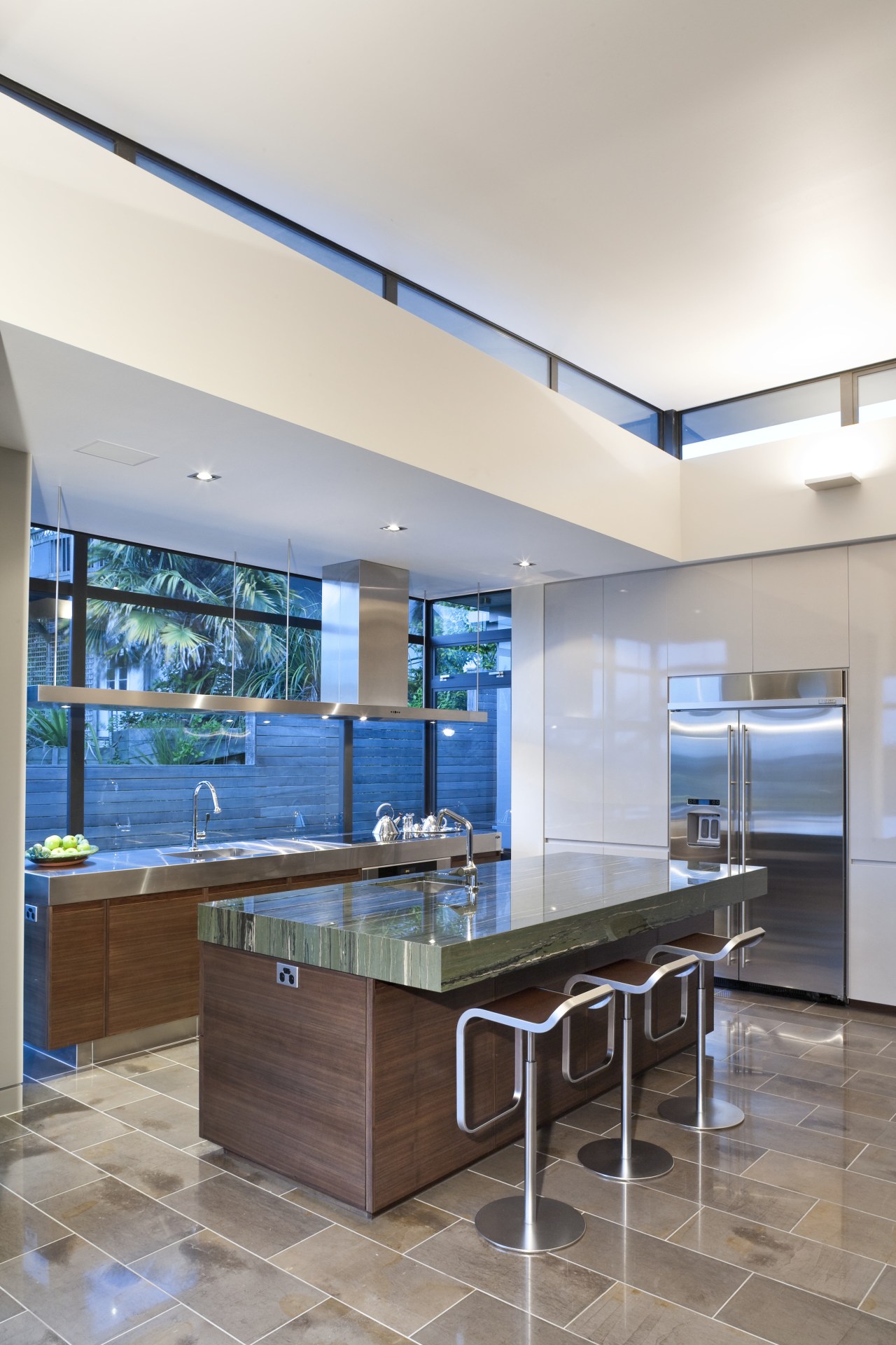 View of kitchen featuring american walnut base cabinets, architecture, ceiling, countertop, interior design, kitchen, real estate, table, white, gray