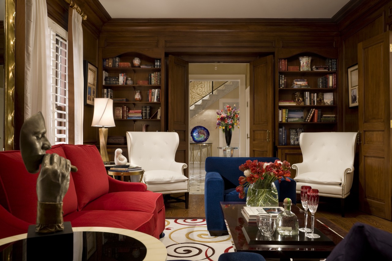 View of living area with furniture couch, furniture, home, interior design, living room, room, red, brown