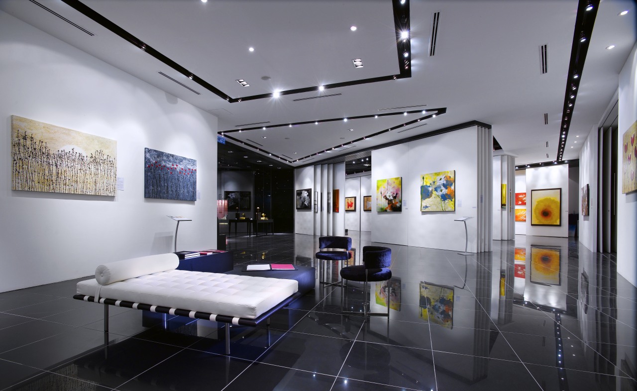 Interior view of the Art Gallery by Designworx, exhibition, interior design, gray, black