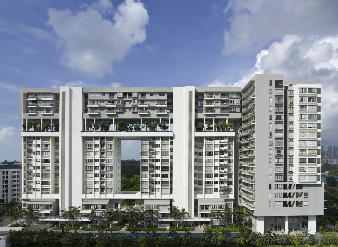 Exterior view of the apartment apartment, building, commercial building, condominium, corporate headquarters, elevation, facade, home, metropolitan area, mixed use, property, real estate, residential area, sky, tower block, urban design, gray