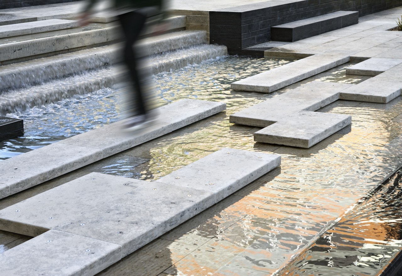 Exterior view of St Patrick's Square which was architecture, floor, road surface, walkway, white, gray