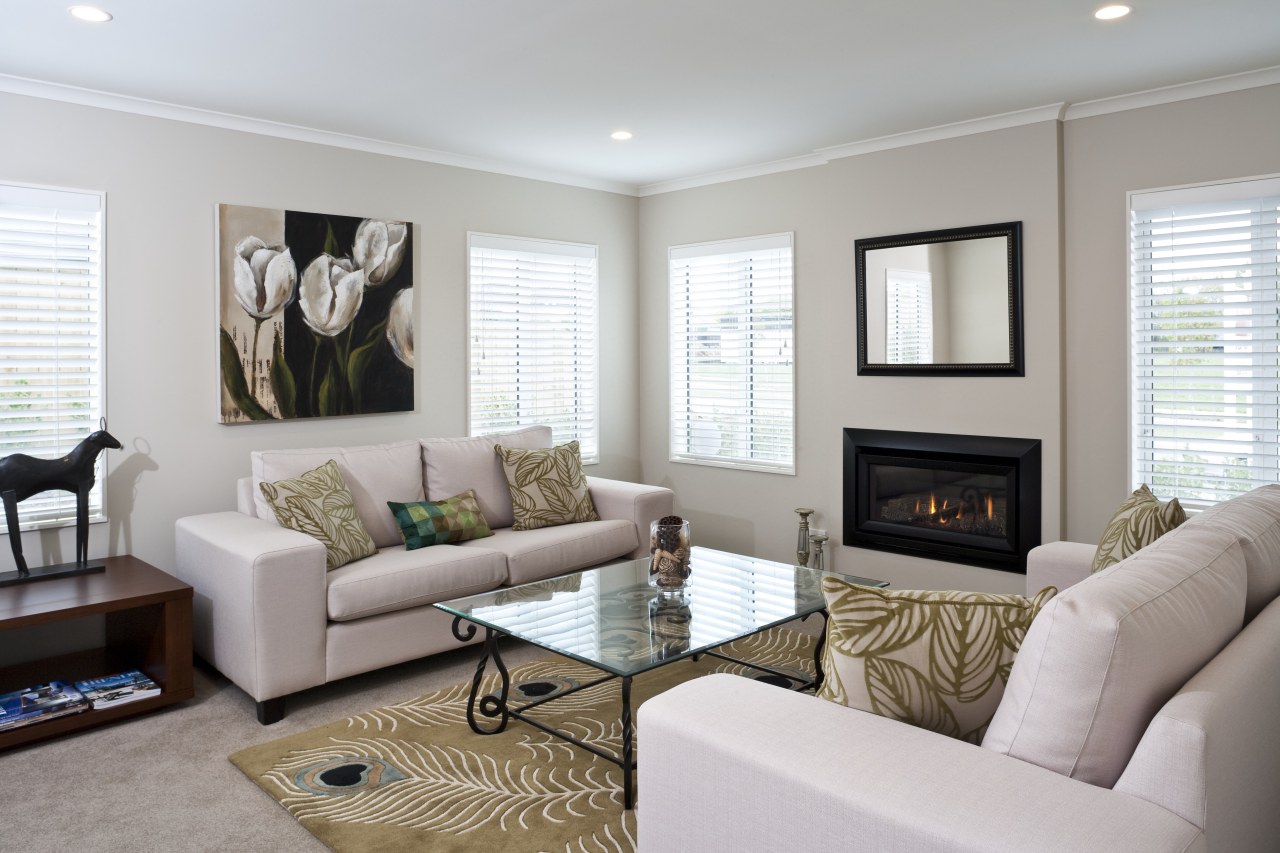 View of lounge featuring sofas, glass-topped coffee table, furniture, home, interior design, living room, real estate, room, window, window covering, gray