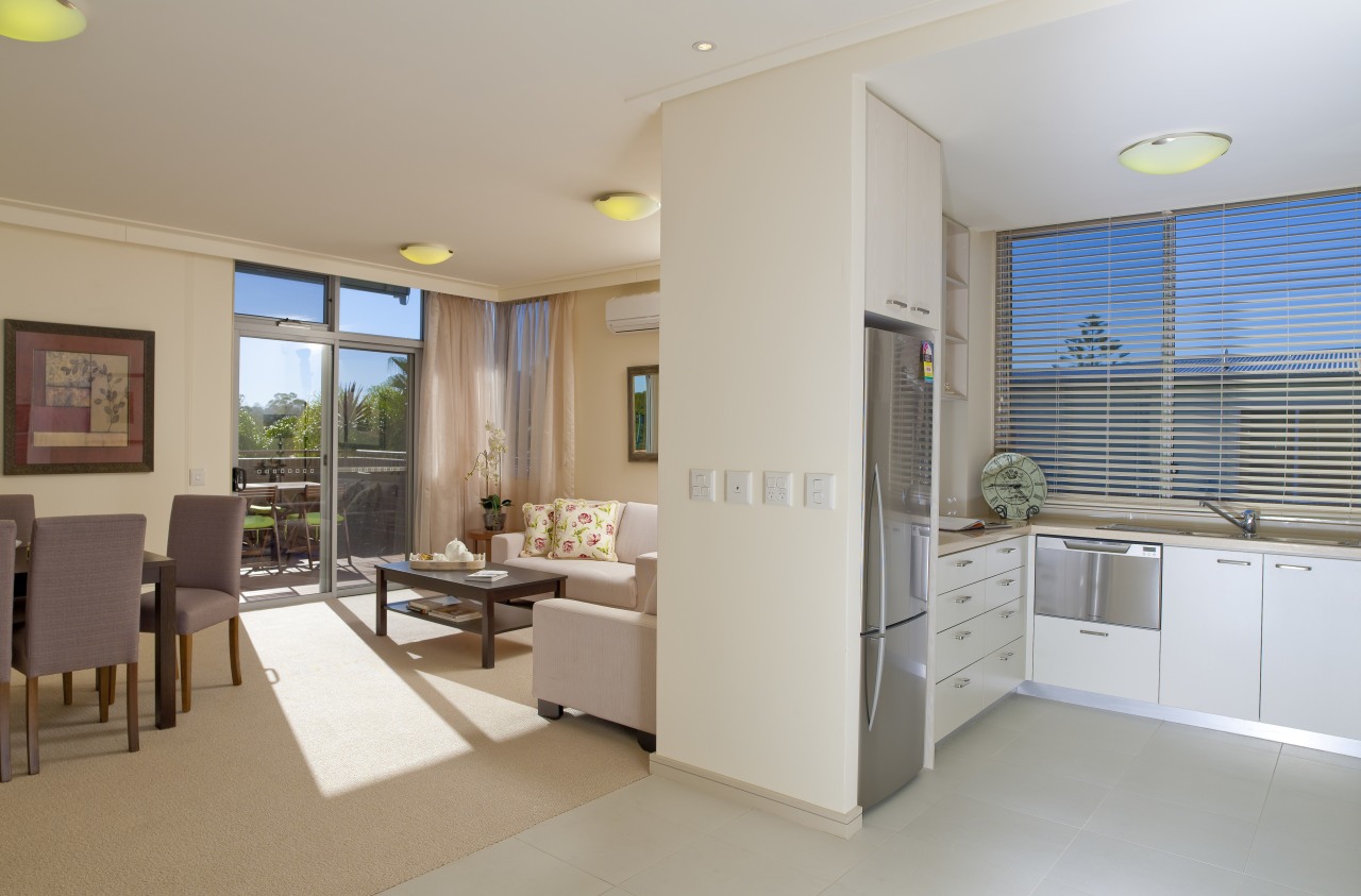 View of kitchen at the St Peter's Green apartment, floor, interior design, property, real estate, gray