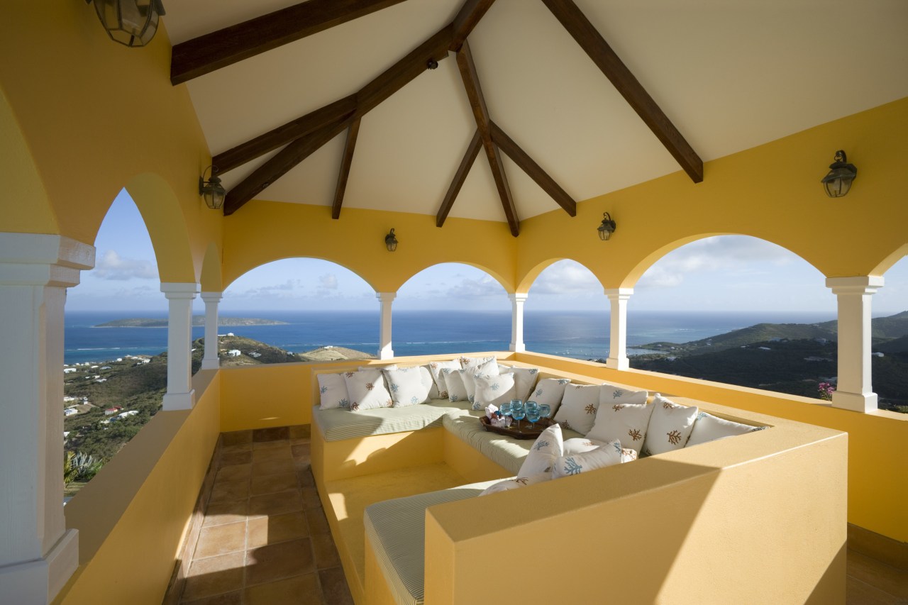 View of outdoor living area with phenomenal views apartment, architecture, ceiling, estate, interior design, property, real estate, brown