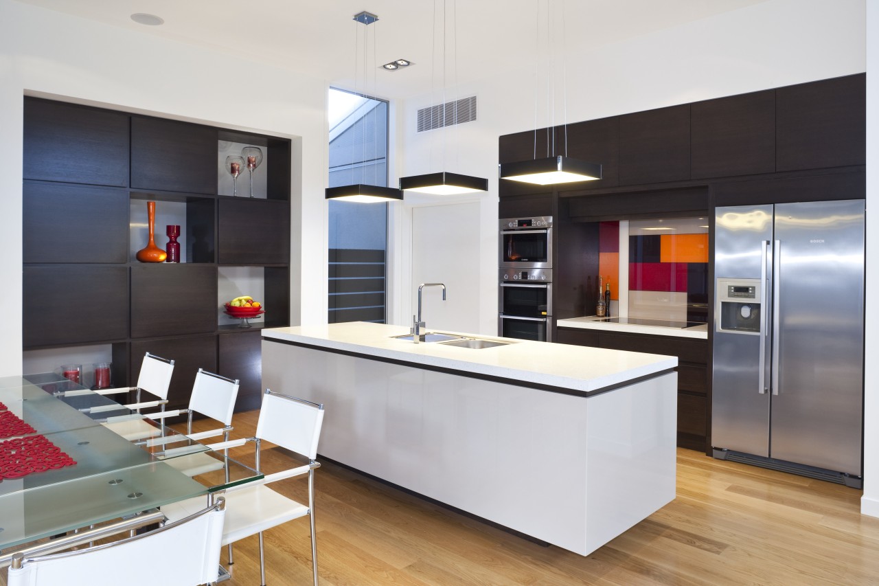 View of a contemporary kitchen manufactured and installed countertop, interior design, kitchen, real estate, white