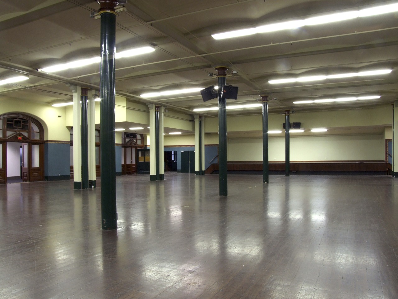 View of the renovated Sydney town hall featuring floor, flooring, hardwood, structure, wood, gray, brown