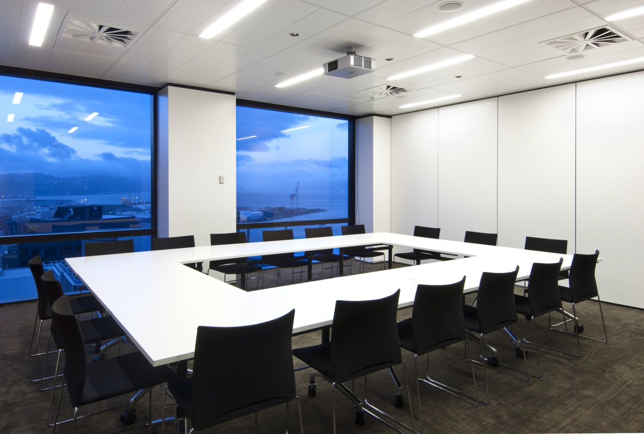 Interior view of the main conference room conference hall, interior design, office, table, white, black