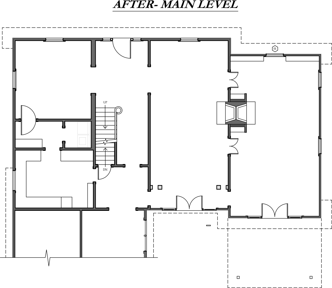 View of this remodeled home by Cruickshank Inc angle, area, black and white, design, diagram, drawing, floor plan, font, line, plan, product design, technical drawing, text, white