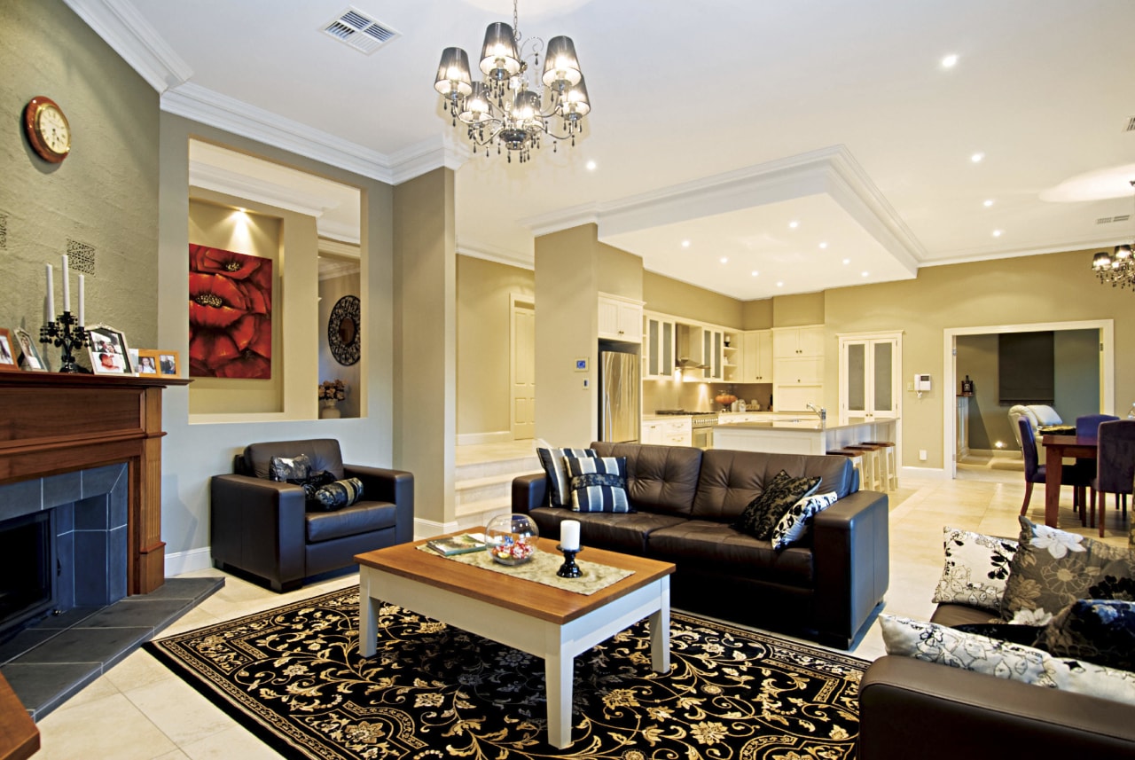 View of this contemporary home by Fairlight Developments ceiling, home, interior design, living room, real estate, room, white