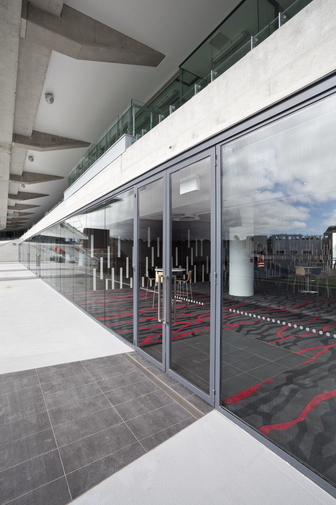 View of fire-rated glazing at the newly upgraded architecture, building, facade, glass, metropolitan area, structure, window, gray