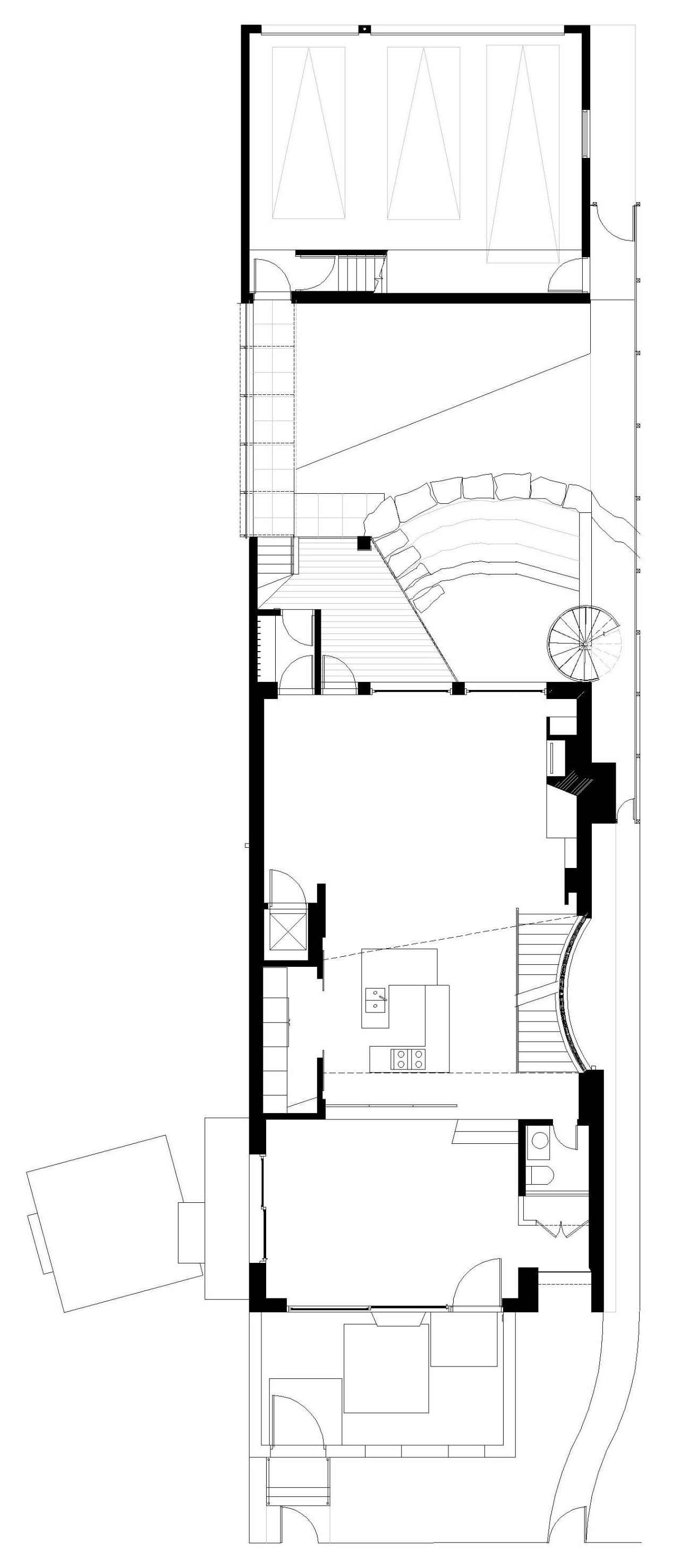 View of contemporary home within a 3-storey atrium angle, architecture, area, black and white, design, diagram, drawing, elevation, floor plan, font, line, plan, product, product design, schematic, square, structure, technical drawing, white