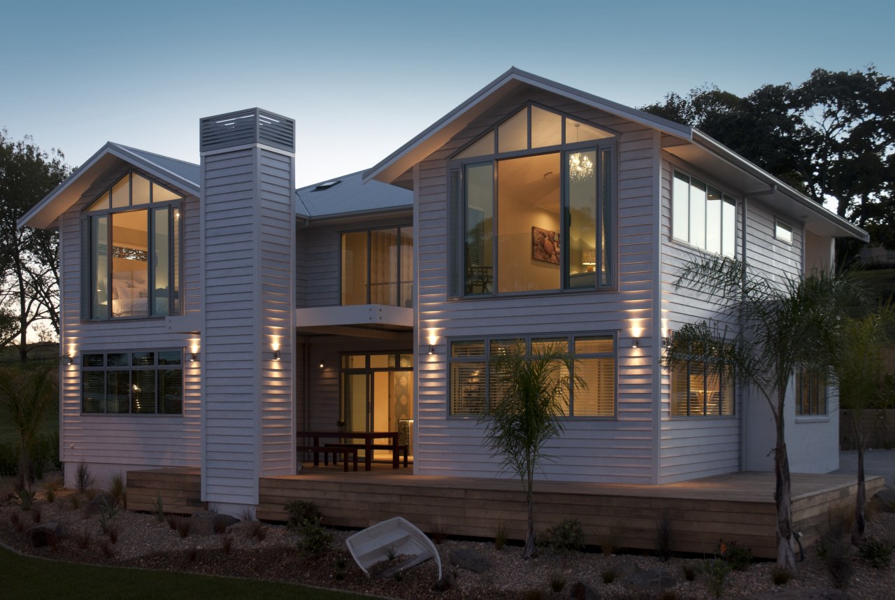 View of the Boathouse, designed to be reminiscent building, cottage, elevation, estate, facade, farmhouse, home, house, property, real estate, residential area, siding, window, black, gray