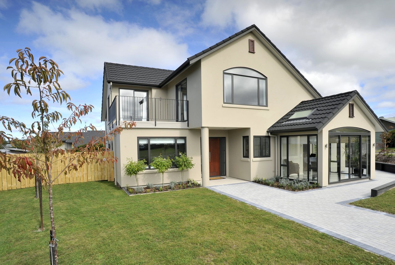 View of exterior cladding on a David Reid cottage, elevation, estate, facade, home, house, property, real estate, residential area, villa, window, white