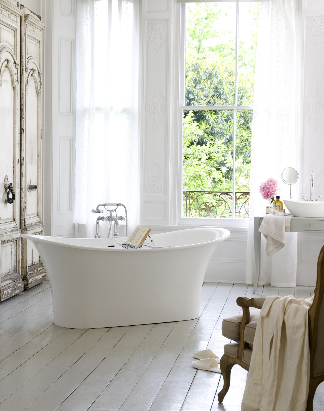 View of bathroom products by Yellow Fox. bathroom, bathtub, ceramic, curtain, floor, flooring, home, interior design, plumbing fixture, room, tap, tile, window, window treatment, white