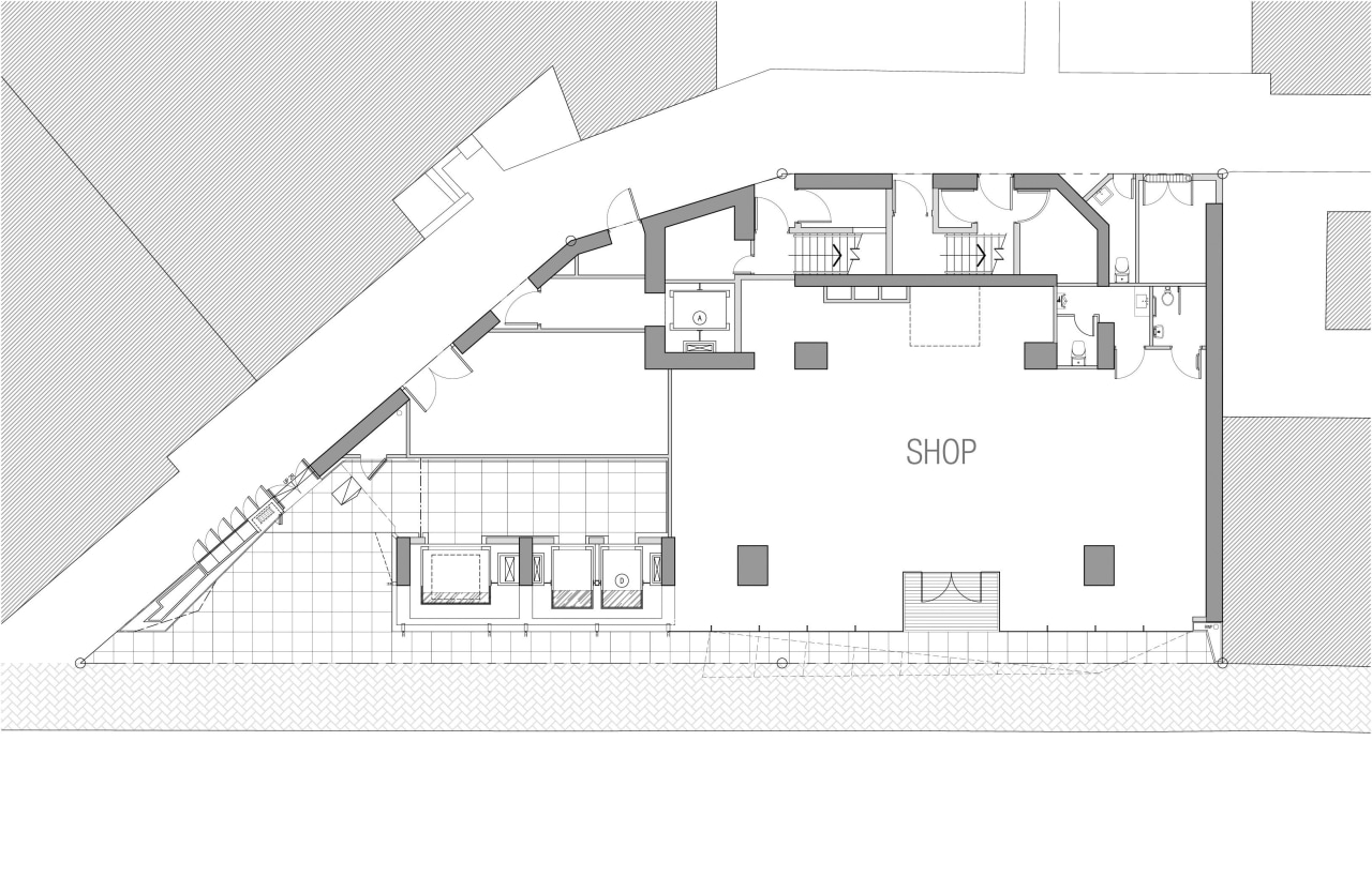 25 level retail outlet on Hong-Kong island. Theme architecture, area, black and white, building, design, diagram, drawing, elevation, facade, floor plan, home, house, line, plan, product design, property, real estate, structure, white