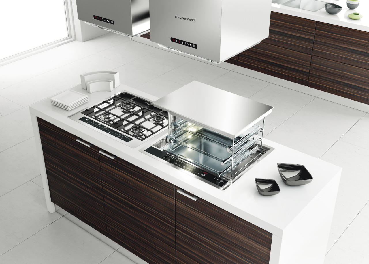 Here is a view of Kleenmaid appliances. countertop, furniture, interior design, kitchen, product, product design, sink, table, white