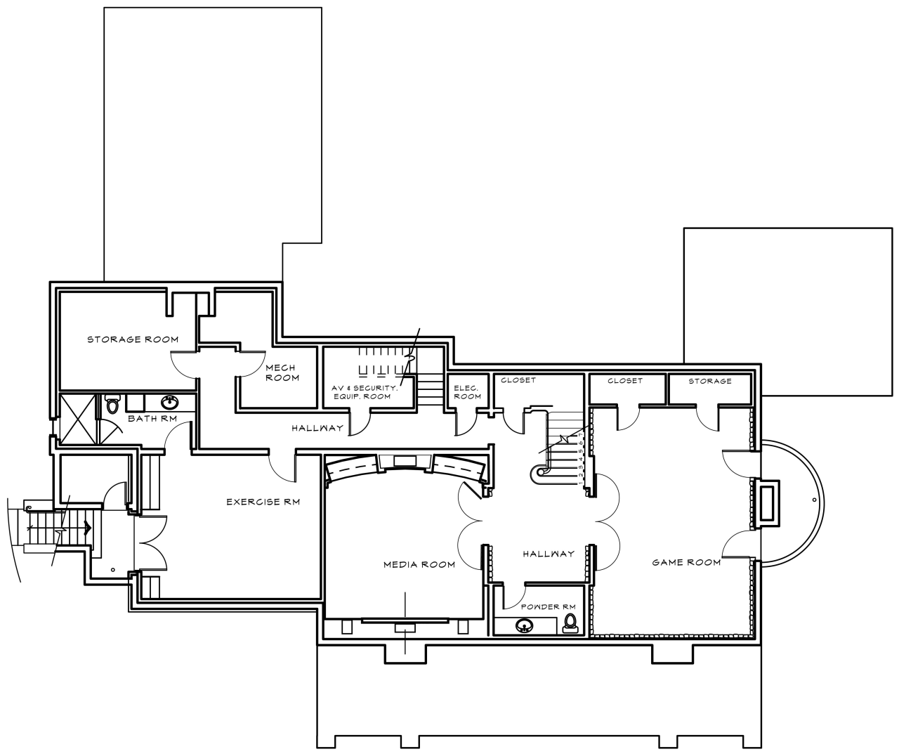 Floor plan of home. area, black and white, design, diagram, drawing, floor plan, font, line, plan, product, product design, technical drawing, text, white