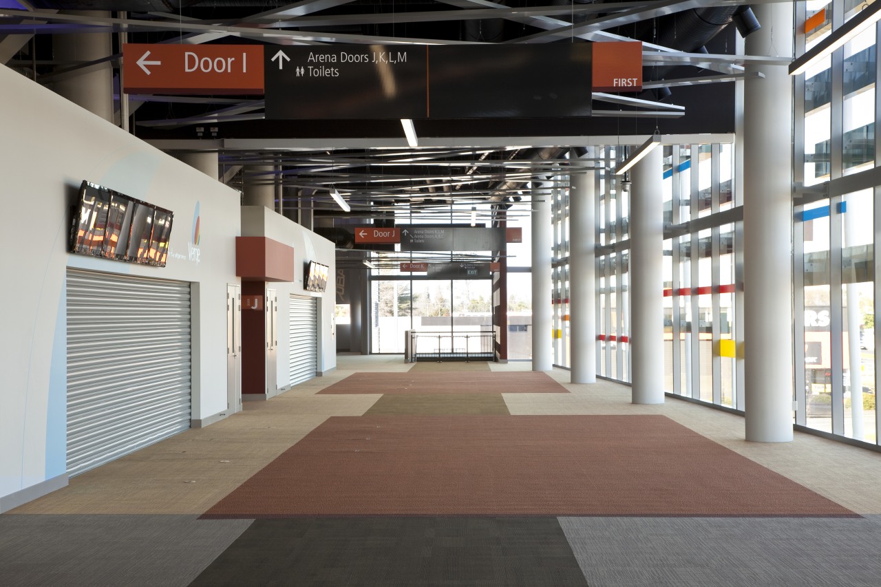 View of the interior at Claudlands Arena Hamilton, white, black