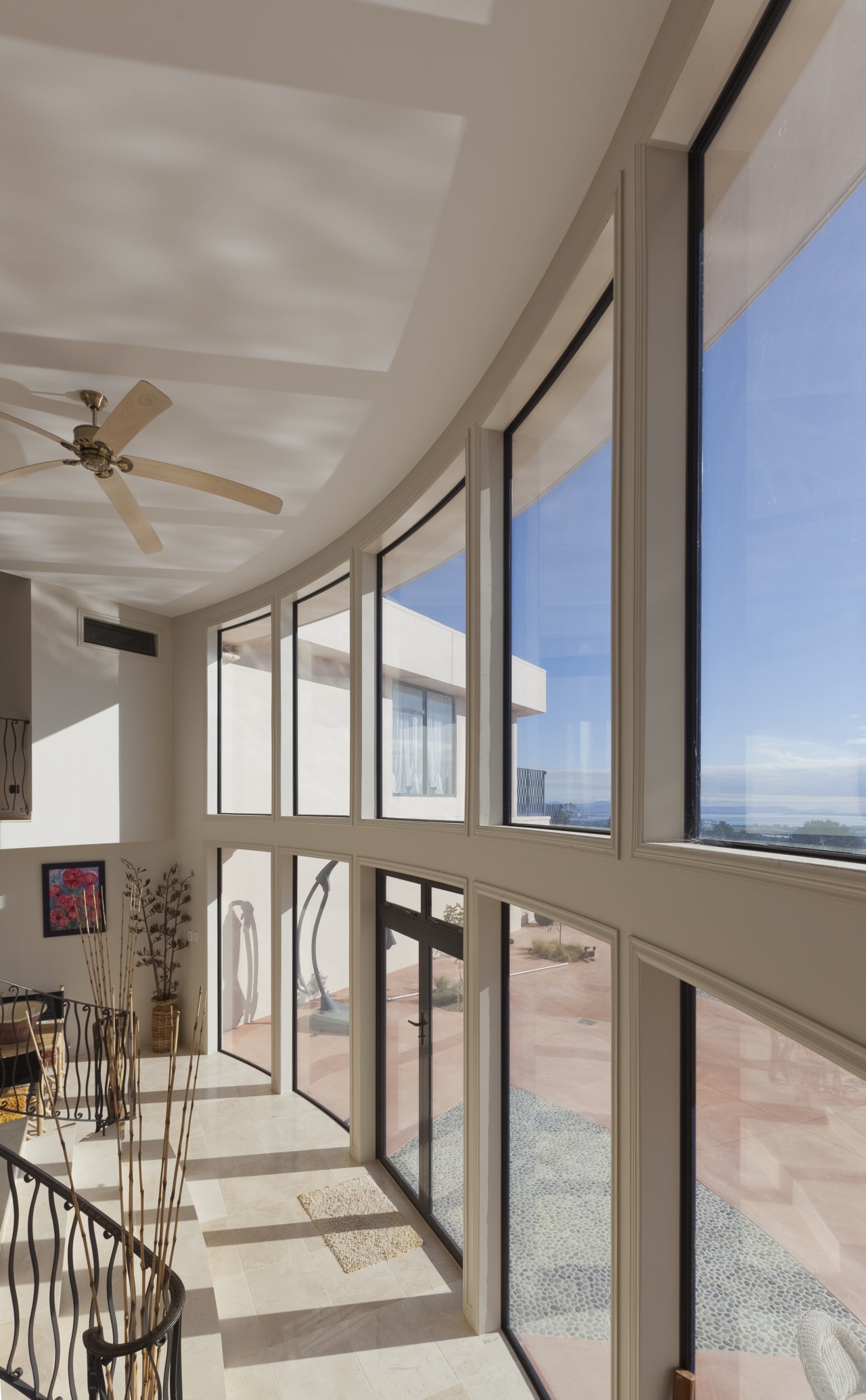 These windows were created with Glasshape's new curved architecture, ceiling, daylighting, door, estate, home, interior design, property, real estate, window, gray