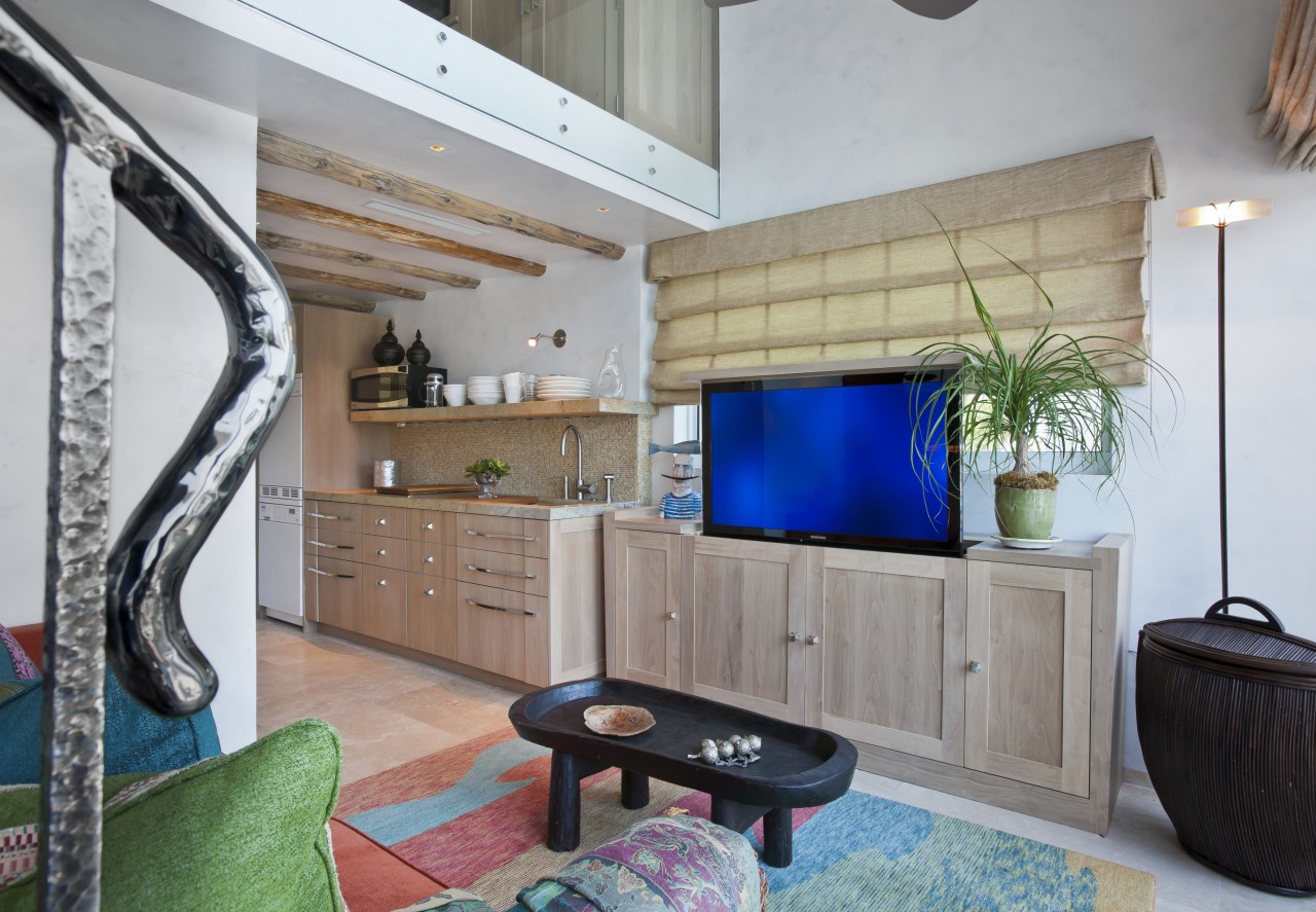 This homes' kitchen was designed by Mick De interior design, living room, real estate, gray