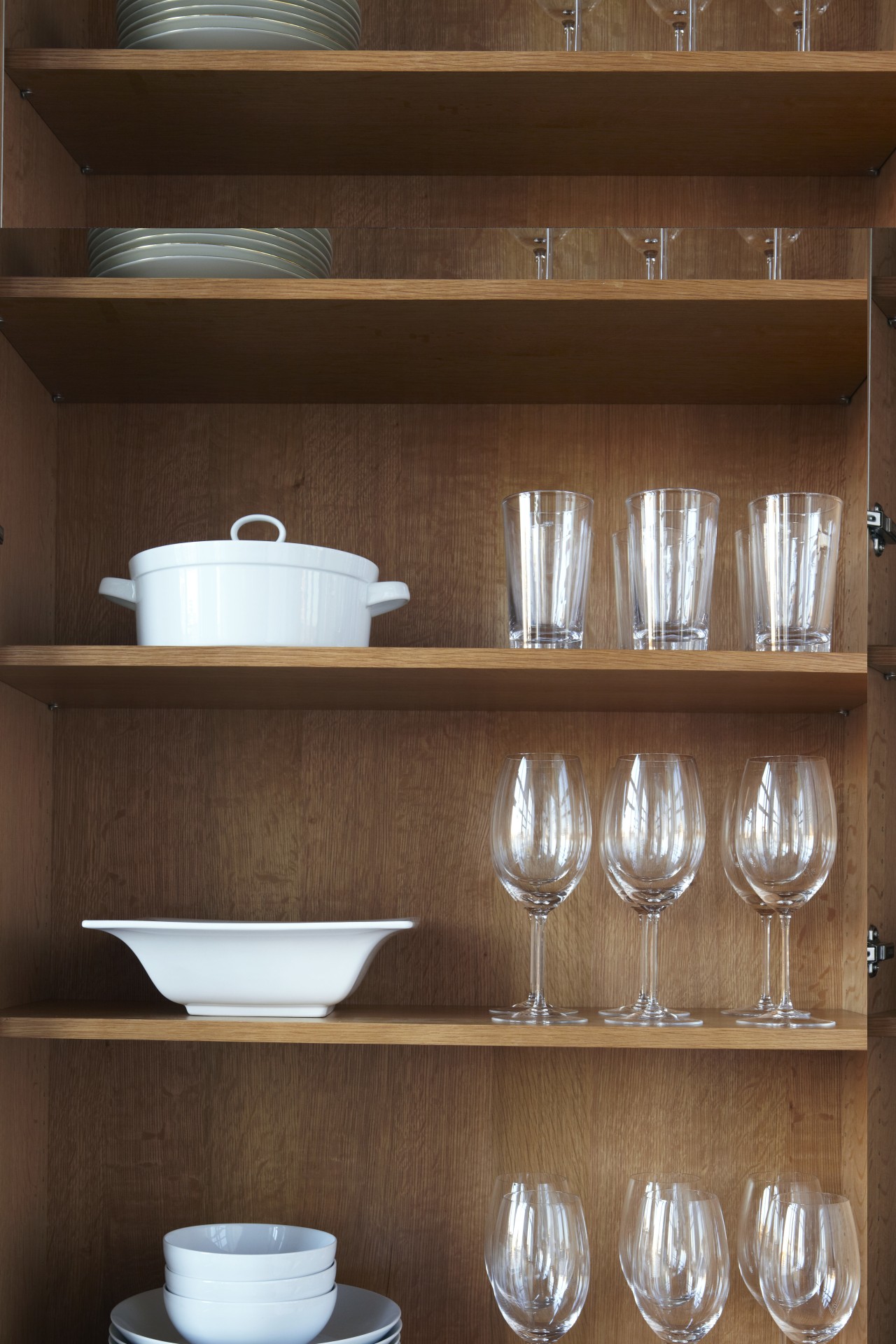 This kitchen was designed by Robert Schwartz of cabinetry, furniture, kitchen organizer, shelf, shelving, brown