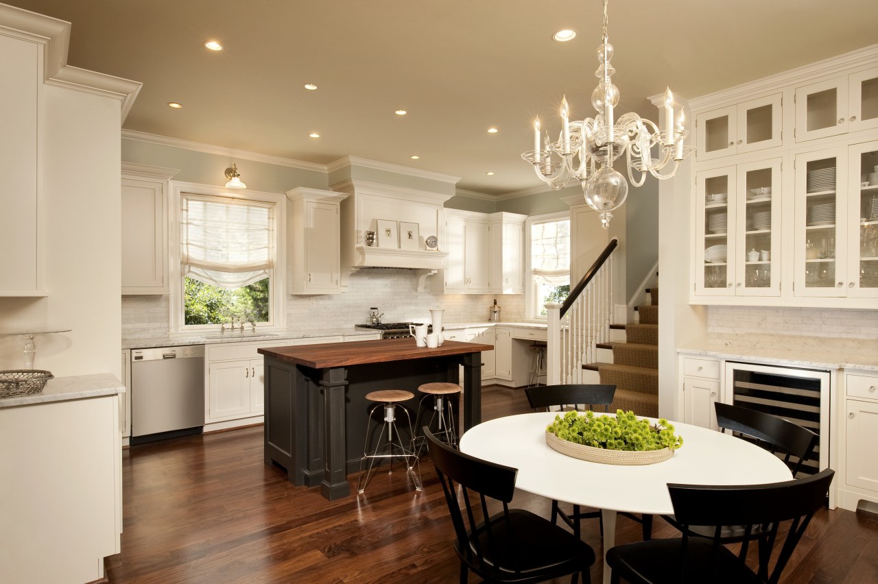 View of kitchen designed by Nadia Subaran. Designed cabinetry, ceiling, countertop, cuisine classique, home, interior design, kitchen, room, orange