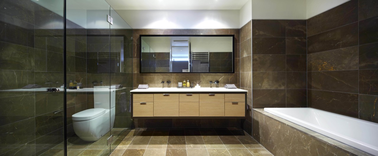 View of bathroom at The Residence, Hyde park, bathroom, estate, interior design, property, room, black