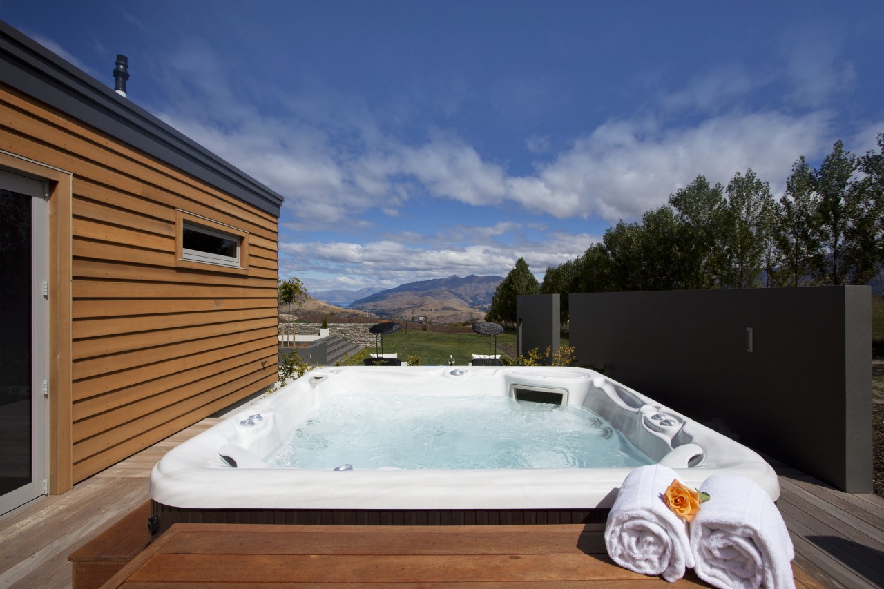 spa pool, exterior, wooden clad house, overlooking country estate, home, house, property, real estate, swimming pool, villa