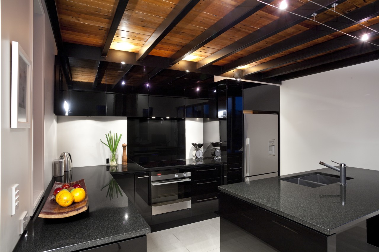 This kitchen was designed by the owner Dave countertop, interior design, kitchen, black, gray