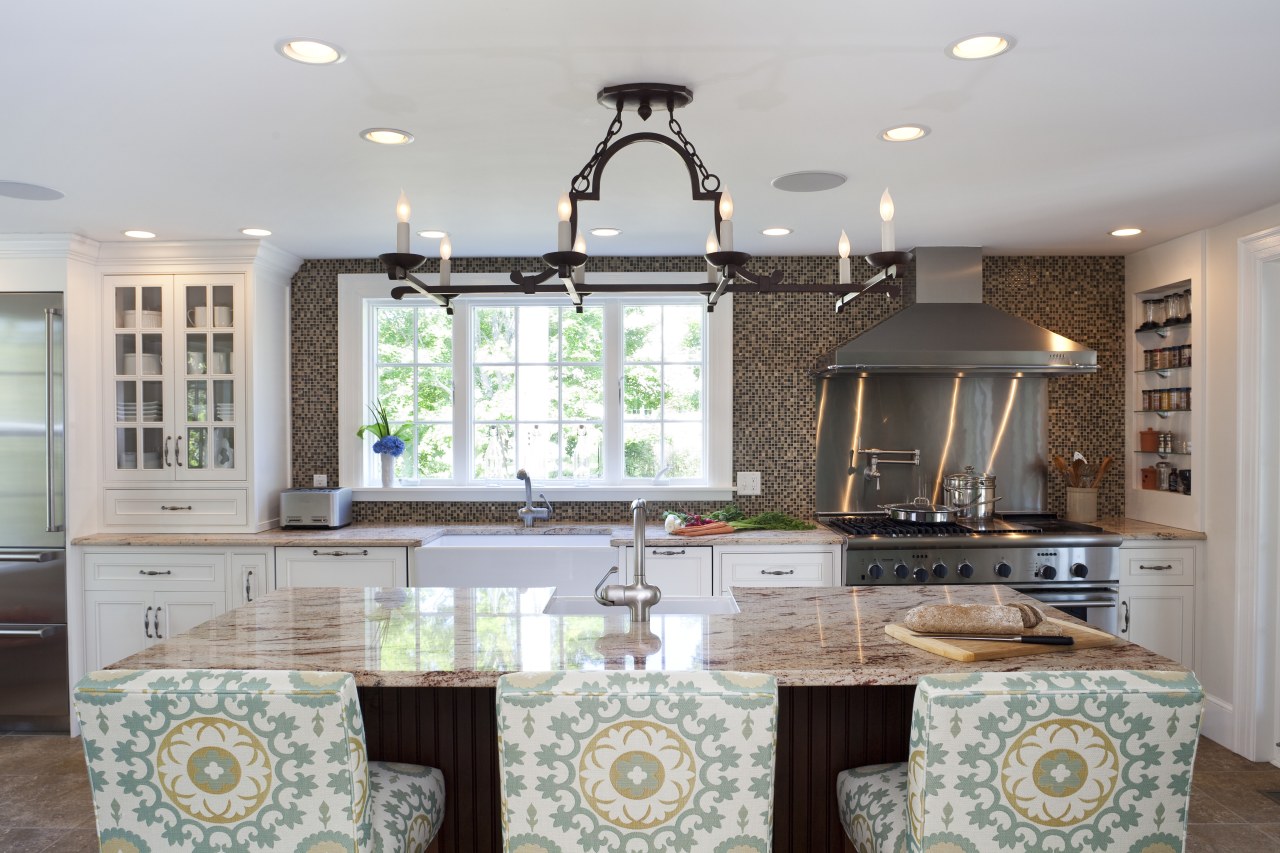 Country style family kitchen ceiling, countertop, dining room, home, interior design, kitchen, living room, real estate, room, table, window, gray