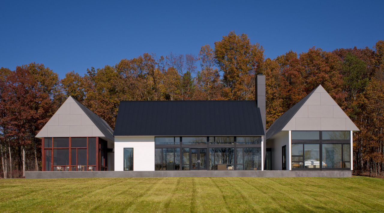 Modern country family home architecture, barn, cottage, estate, facade, farmhouse, home, house, property, real estate, roof, sky, blue, brown