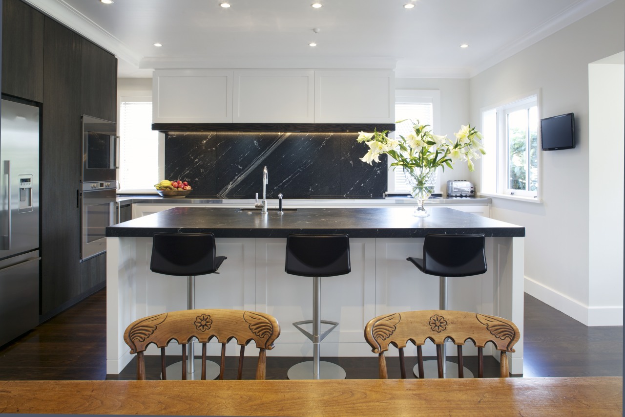 This classic kitchen by Robyn Labb offers modern countertop, interior design, kitchen, real estate, room, gray
