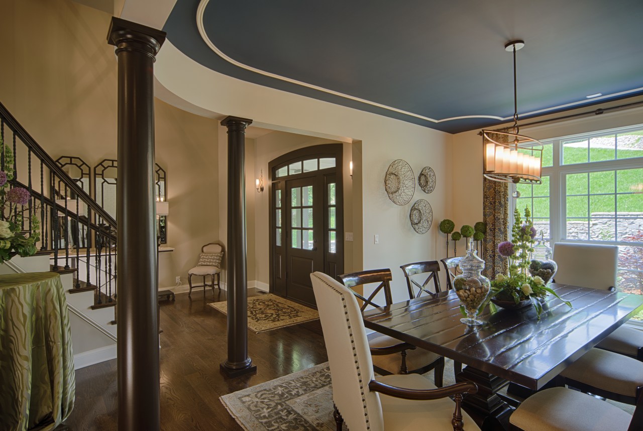 Remodelling the entry foyer was one of the ceiling, dining room, estate, home, interior design, living room, property, real estate, room, window, brown