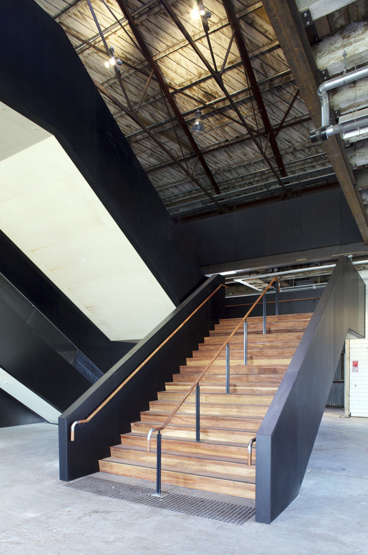 Quantity surveyor Maltbys work on Shed 10 architecture, building, daylighting, handrail, stairs, structure, tourist attraction, wood, black