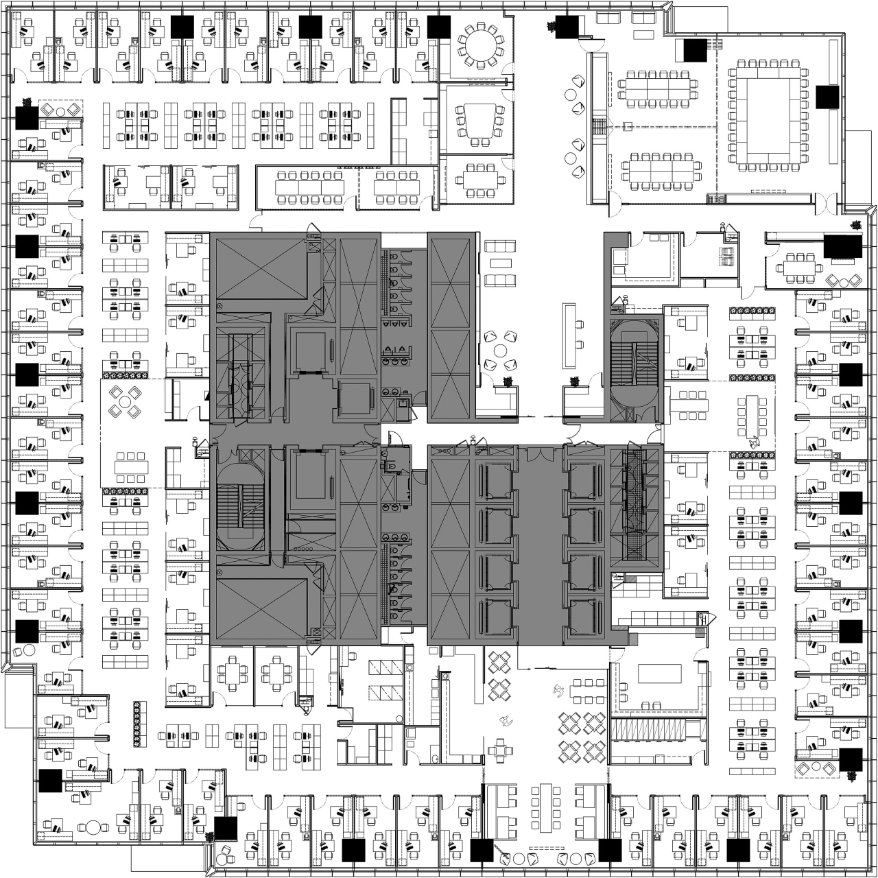 The Clifford Chance offices occupy an entire floor. architecture, area, black and white, building, design, elevation, engineering, floor plan, font, line, monochrome, pattern, plan, product design, residential area, schematic, structure, text, urban design, white