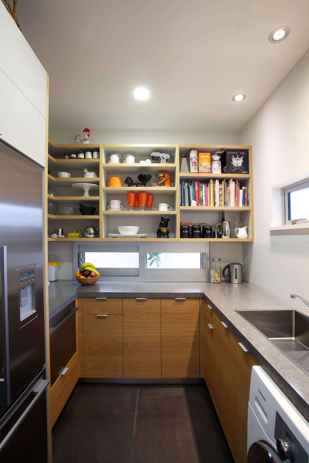 The scullery in this kitchen provides additional bench cabinetry, countertop, interior design, kitchen, room, gray