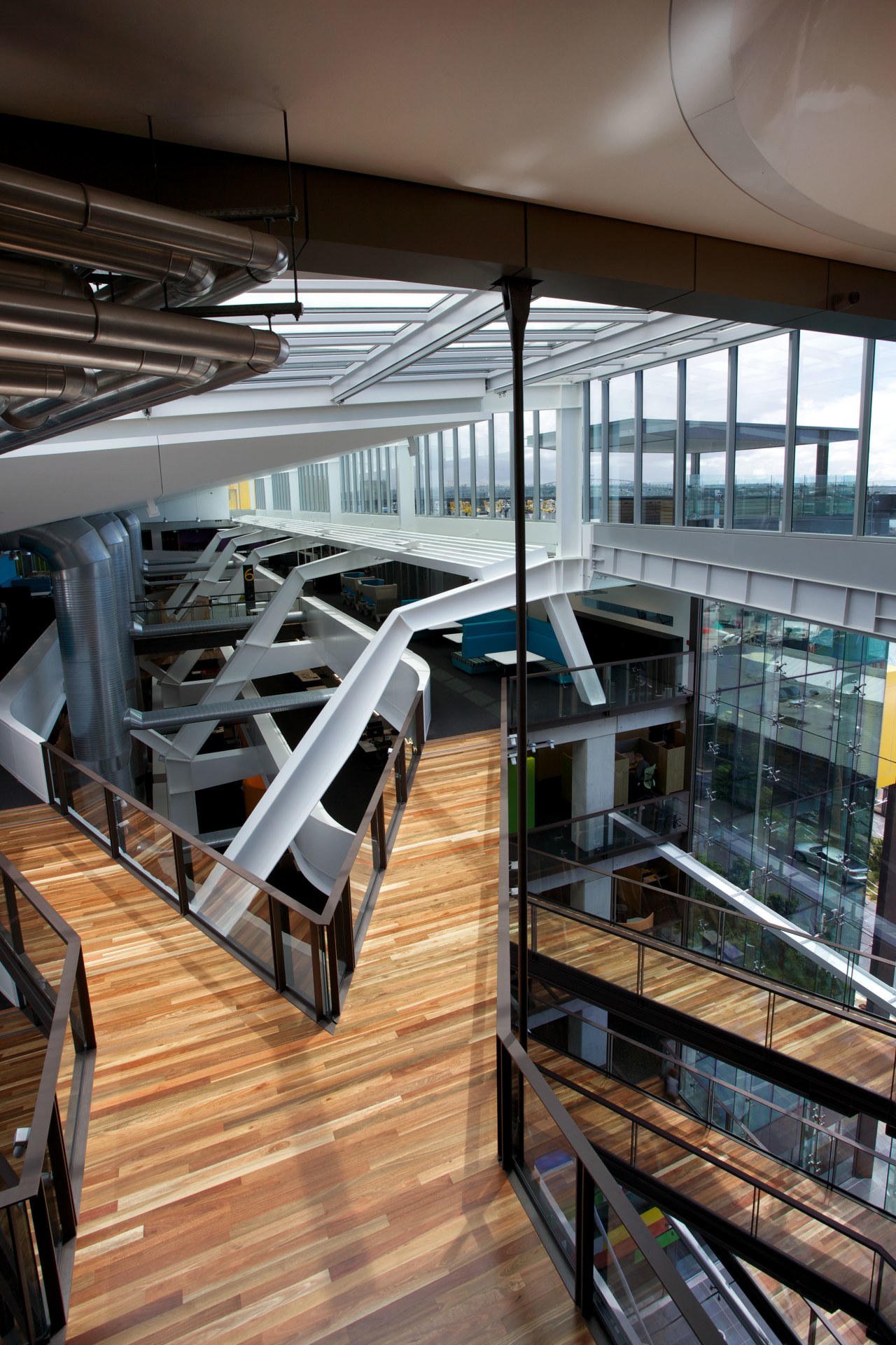 Pre-finished spotted gum floor by Hardwood Technology architecture, structure, black, gray