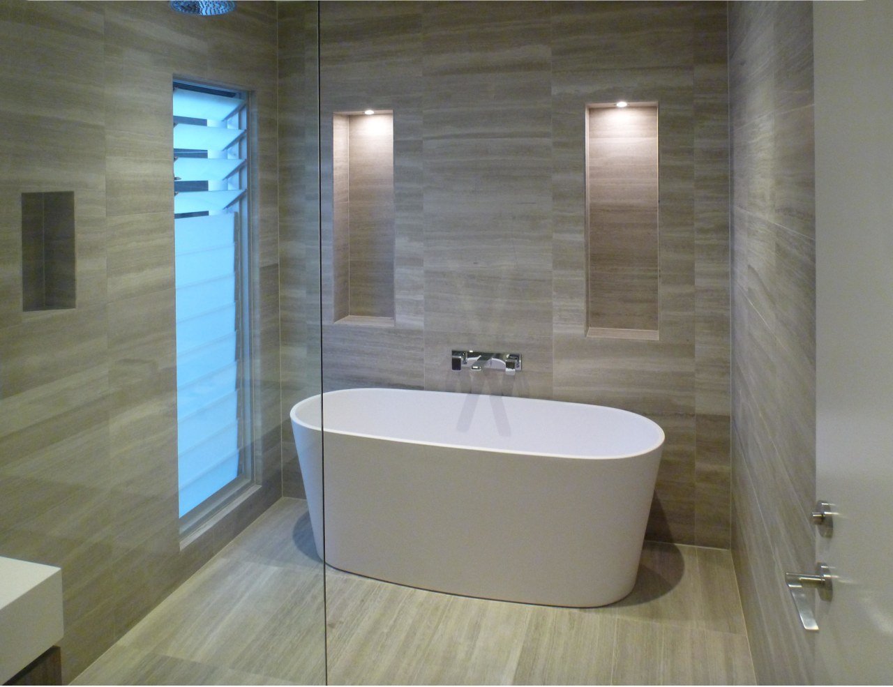 ACS Designer Bathrooms for European designer bathroomware bathroom, bathtub, floor, flooring, interior design, plumbing fixture, property, room, tile, wall, gray