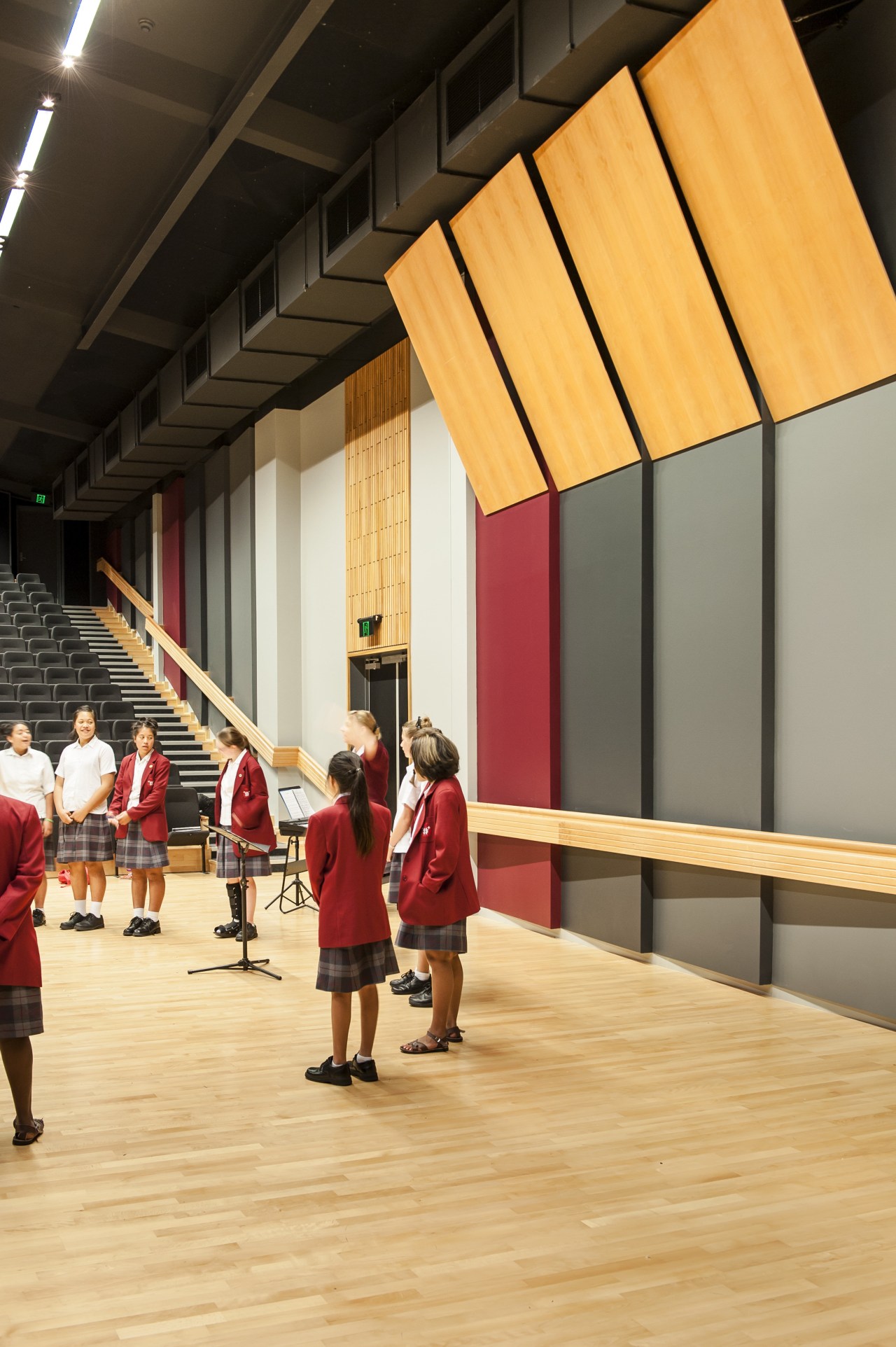 Resene Paints feature throughout the Sacred Heart College flooring, wood, orange