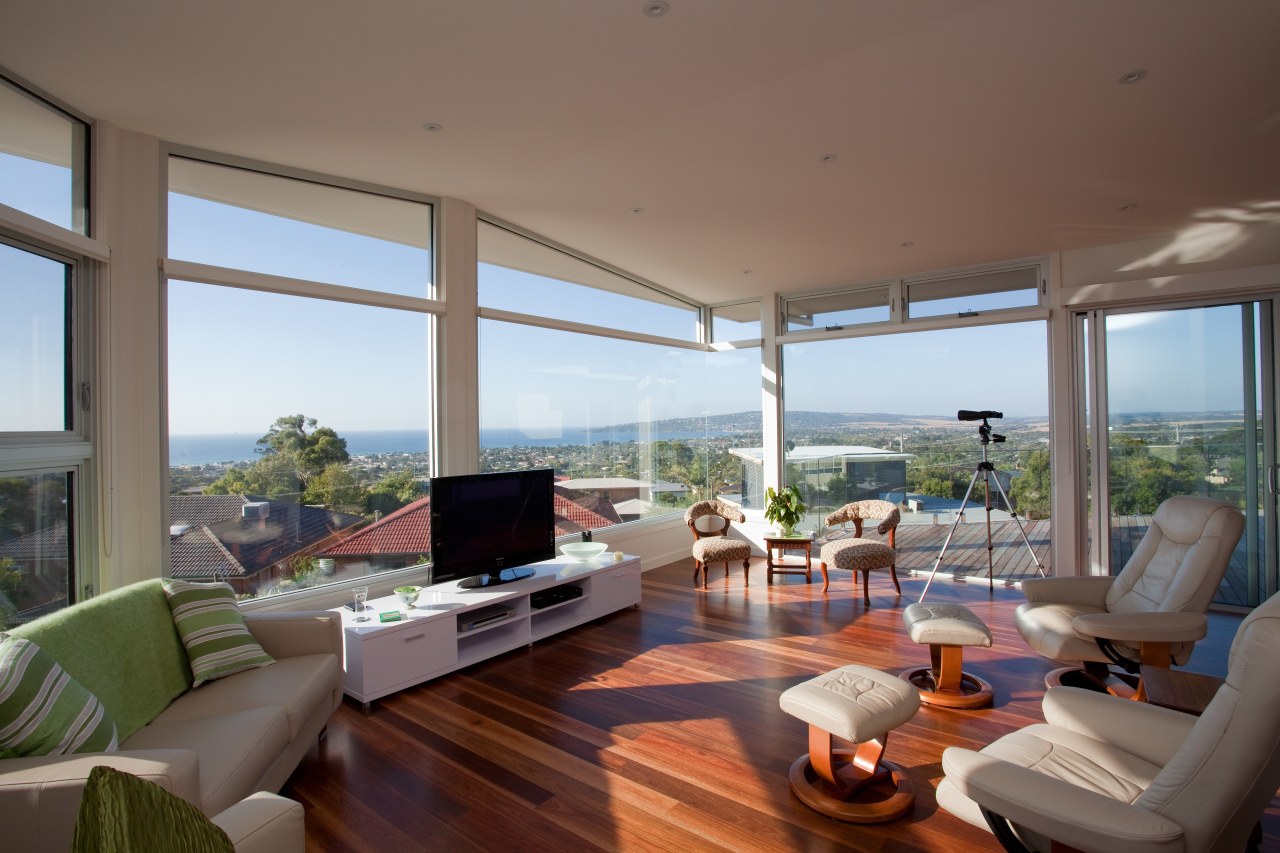 Contemporary family home by Graeme Alexander Homes.Living area apartment, architecture, daylighting, estate, home, house, interior design, living room, penthouse apartment, property, real estate, window, gray, brown