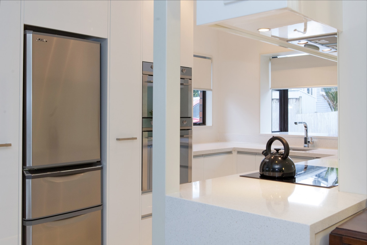 This small kitchen was completely transformed by kitchen glass, interior design, product design, gray