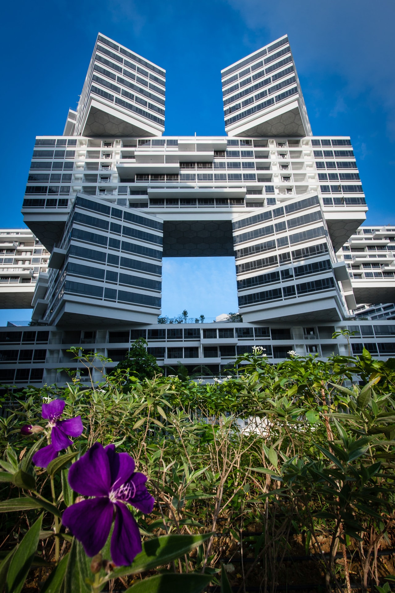 Because the buildings in The Interlace apartment development architecture, building, city, commercial building, condominium, corporate headquarters, daytime, facade, landmark, metropolis, metropolitan area, mixed use, plant, real estate, residential area, sky, skyscraper, tower block, urban area