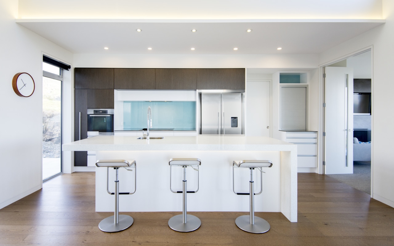 Sleek, simple and easy to use this countertop, floor, interior design, kitchen, real estate, room, white
