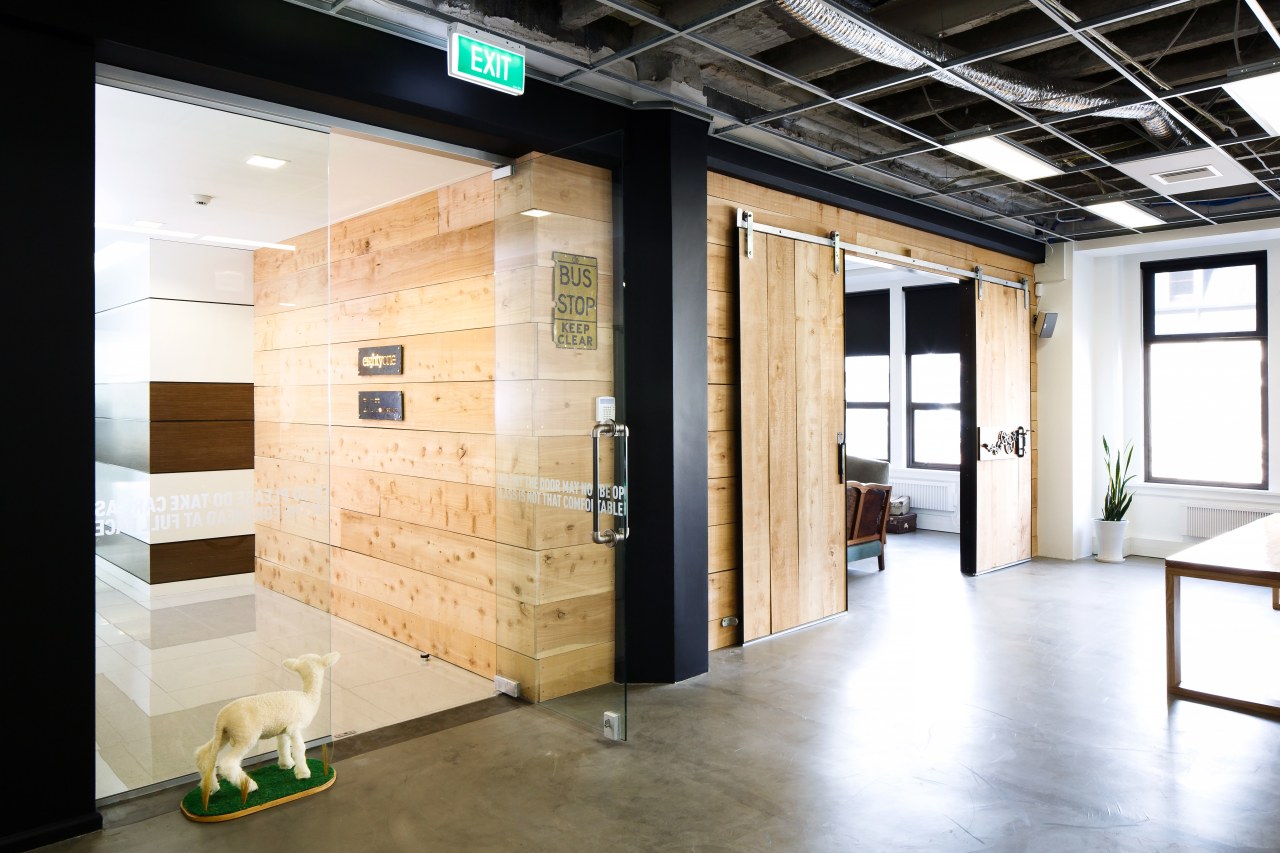 The meeting room, beside the entry to EightyOne, floor, flooring, interior design, white, black