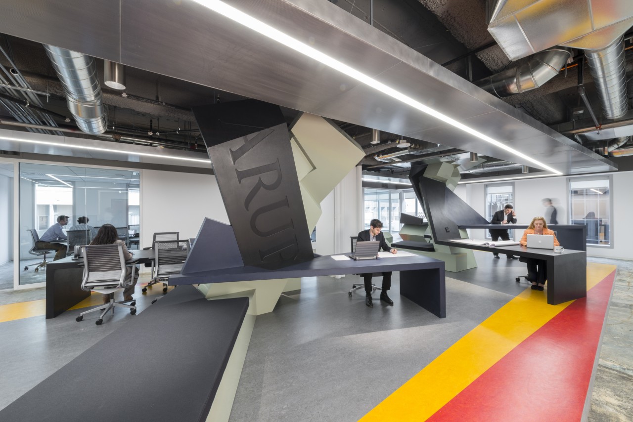 Applied geometry  this satellite office for leading interior design, product design, gray