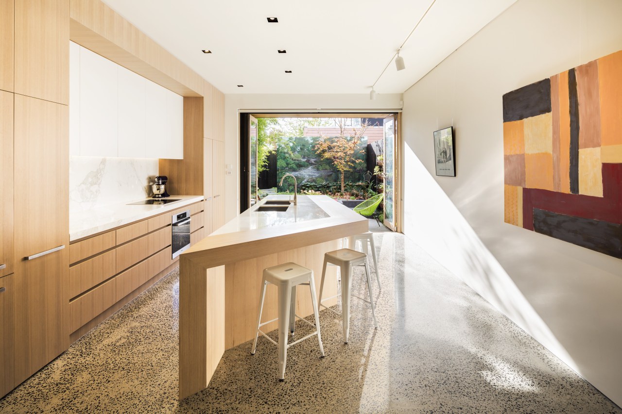 This kitchen renovation, by Mitsuori Architects is a architecture, house, interior design, real estate, white, orange